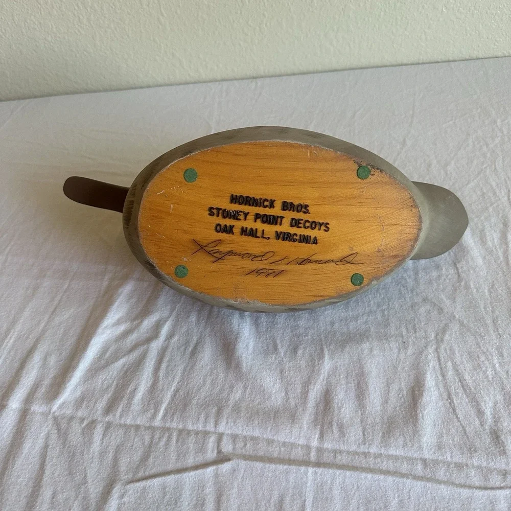 Vintage Hornick Bros Stoney Point Widgeon Duck Decoy Signed Raymond Hornick 1981